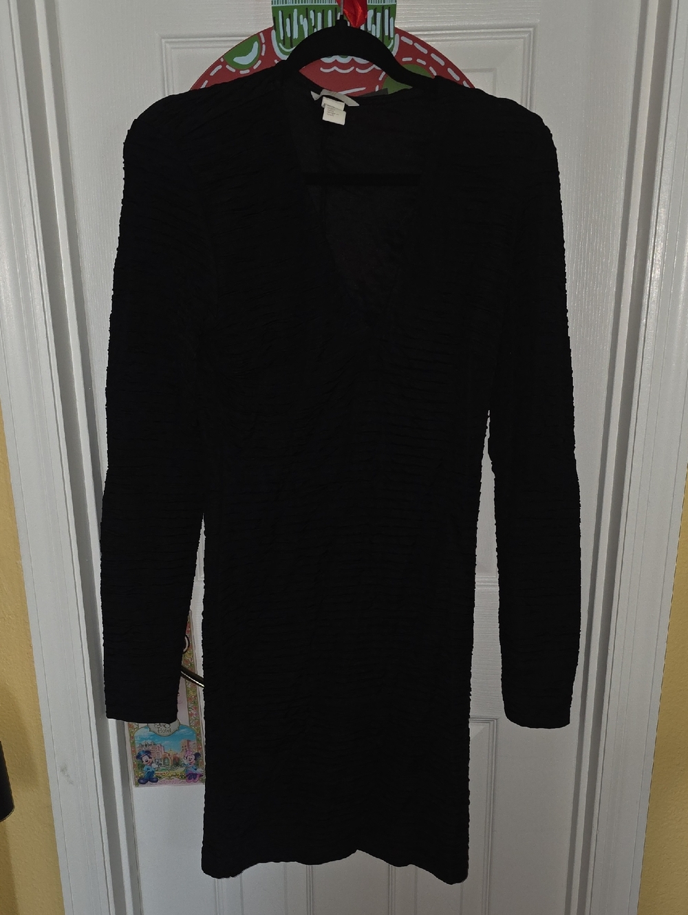 H&M Black Long Sleeve V-Neck Women's Dress